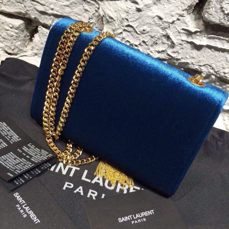 2015 New Saint Laurent Bag Cheap Sale- Classic Monogram Saint Laurent Tassel Satchel in Y0129S Blue Velet - Click Image to Close